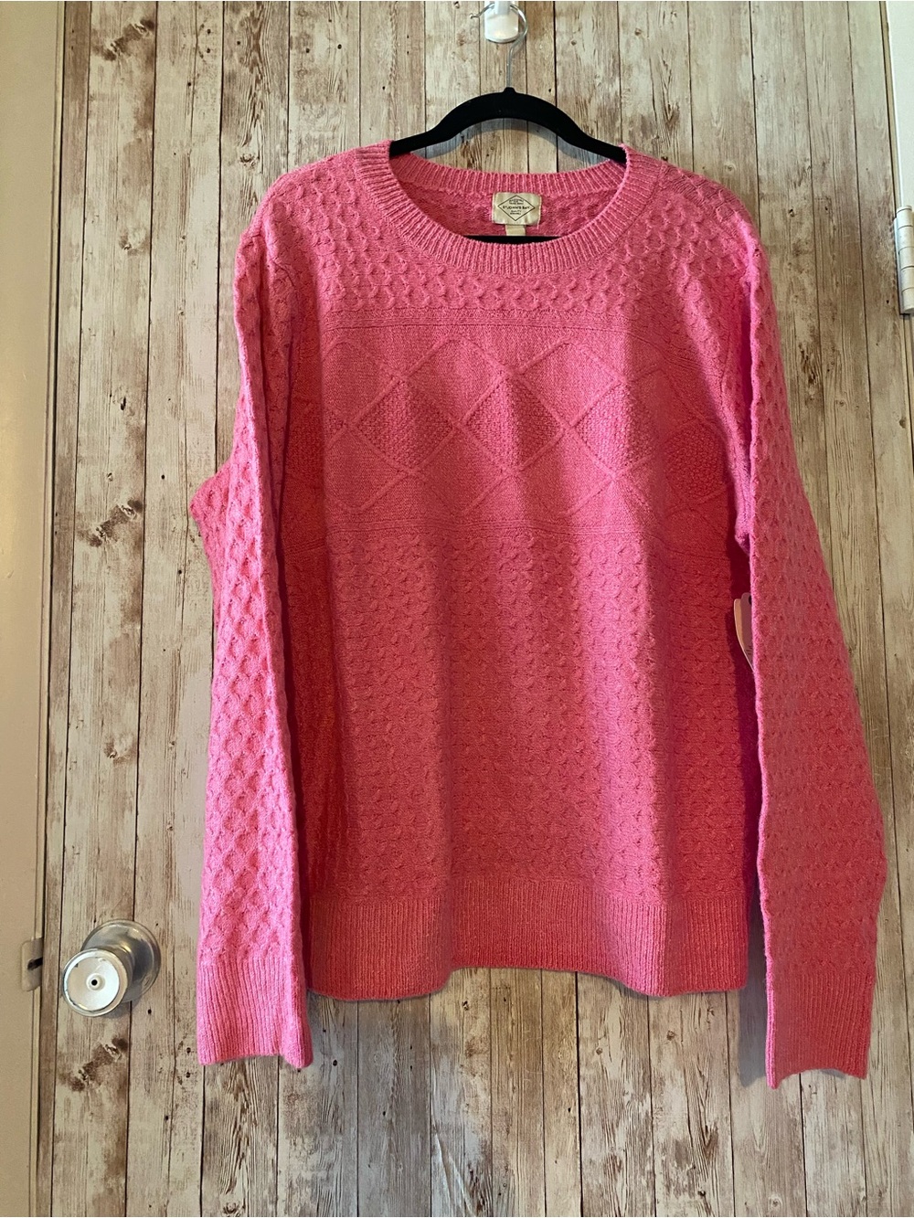 St. johns Bay NEW pink sweater XL Women's knit diamond pattern new with tags